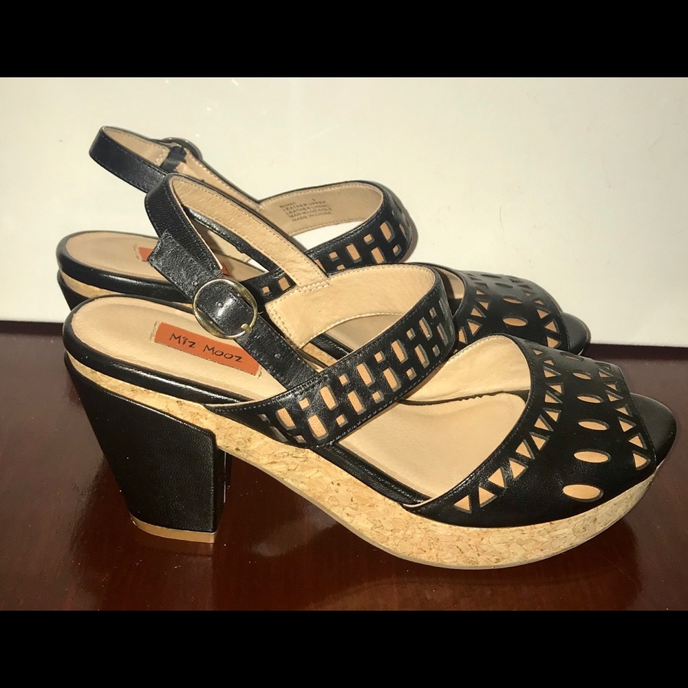 Miz Mooz Roma leather and cork heels size 9